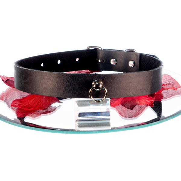 SiaLinda: Halsband echtes Leder schwarz mit kleinem O-Ring 12mm, Geschenkverpackung - SiaLinda.com